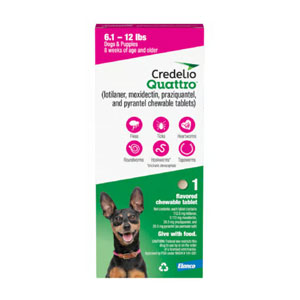 Credelio Quattro 6-in-1 Parasite Protection Chewable Tablet for Dogs