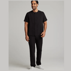Men’s Faux Linen Azure Tunic – Breathable Spa Uniform Top