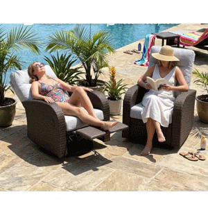 Outdoor Wicker Swivel Recliner Chairs