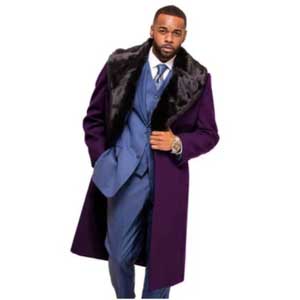 Purple Overcoat Long Men's Dress Topcoat