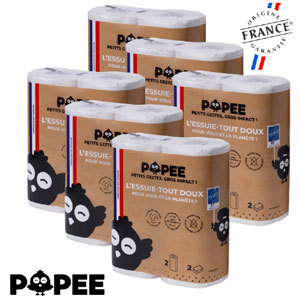 Popee Eco-friendly Paper Towels Ultra-absorbent Pack of 6 x2 packs