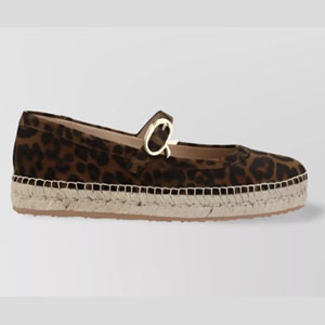 Animal pattern rope sole ballerina shoes